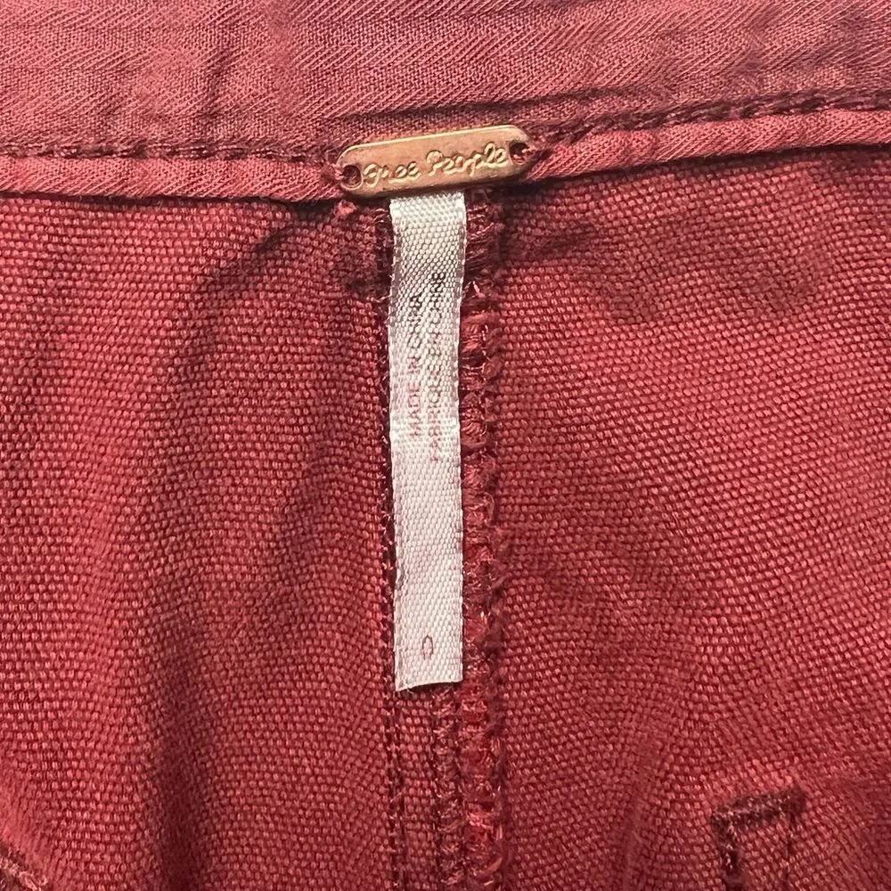 Free People Corin Mod Red Wine Slim Flare Pants Women's Size 0